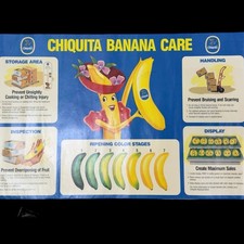 Vintage 1970 Miss Chiquita Banana Store Poster Sign United Brands Litho OOAK XL picture