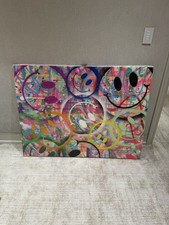 Original Abstract Mixed Media Painting Signed 2023 – Colorful Pop Art Canvas picture