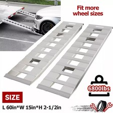 Pair Aluminum 6800LBS Trailer Ramps Hook End For Truck Car Auto  60''X15'' picture