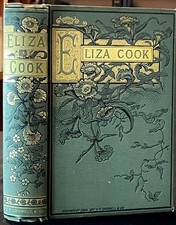 1884 Antique Decor Book Ornate Gilt Floral Binding Illustrated Eliza Cook Poetry picture