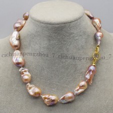 Huge 15-25mm Natural Pink Purple South Sea Keshi Baroque Pearl Necklace 18'' picture