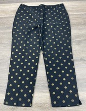 Talbots RSVP Pants Womens Size 14 P Black Gold Foil-Dot Chatham Ankle Trouser picture