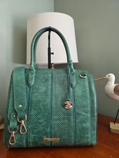 Brahmin Caroline Myrtle Reseda Green Leather Satchel Tote Bag Croc Embossed picture
