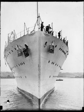 Bow of Navy aircraft carrier Albatross, NSW, 1 November 1928 Old Photo picture