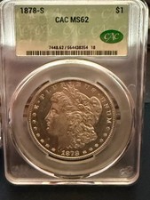 1878-S $1 Morgan Silver Dollar CAC MS62 picture