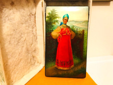 🔥HUGE_EXQUISITE🔥1839–1915 K. Makovsky Russian Maiden Hand-painted lacquer box picture