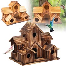 Wood Bird Houses Outdoor 6 Hole Bird House Room Cardinals Hanging Birdhouse US picture