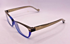 ETNIA BARCELONA SPAIN FRAMES ONLY Wood & Resin EYEGLASSES BROWN BLUE 52-18-140 picture