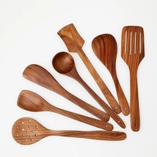 7Pcs Natural Acacia Wooden Kitchen Utensil Set Wooden Cooking Tools for Home picture