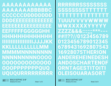 K4 O Scale Water Slide Decals White 3/8 Inch Bold Gothic Letter Number Alphabet picture