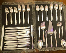 Vintage Rapallo by Lunt complete 12 pc setting silverware set w/ serving pieces  picture
