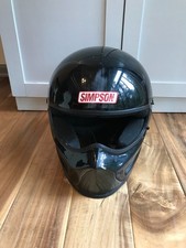 Vintage Simpson Motorcycle Helmet Glossy Black Size Large 59 CM NO VISOR picture