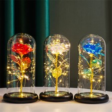 Eternal Forever Galaxy Rose Flower In Glass Dome LED Light Romantic Gift for Her picture