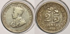 Ceylon 1920 25 Cents P150132 combine shipping picture