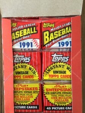 1991 Topps Baseball Factory Rack Pack Box Cards Mint Condition 1,080 Cards picture