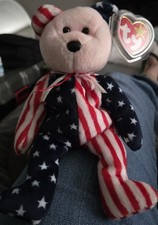 1999 TY ORIGINAL BEANIE BABY SPANGLE THE BEAR PINK HEAD RETIRED ,ERRORS, tag-on picture
