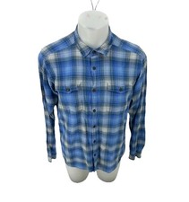 Patagonia Large Men Steersman Long-Sleeved Shirt in a blue plaid Button Up PR3 picture