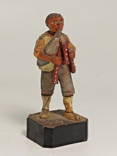 Man Playing Bagpipes Wood Hand Carved Figurine Gargiulo's Lace House Italy Anri? picture