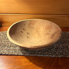 Round Wood Bowl 12 in Dia x 4 in H, Brown Wood Grain picture