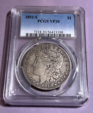 1892-S $1 MORGAN DOLLAR - PCGS VF20, San Francisco US Coin Mint picture