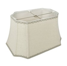 Linen Natural Rectangle Inverted Cut Corner Lampshade with Matching Braid Trim picture