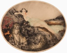Louis Icart Thais : Leopards : Art Print 1925 picture