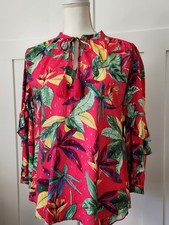 Chico's Women's Multicolor Floral Print Ruffle Sleeve Blouse/Top Size 1 (US 8) picture