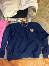 Vintage Nike USA Soccer Pullover Jacket Blue V-Neck Men's Size L picture