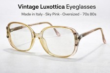 Vintage Luxottica Eyeglasses Italy Sky Pink Oversized 70s 80s Clear Frames picture