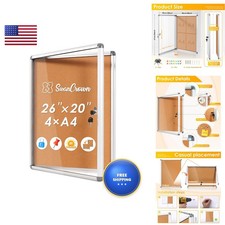 S SWANCROWN SWANCROWN 26x20 In Enclosed Bulletin Board, Lockable Cork Board picture