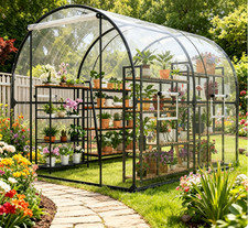 Walk-in Tunnel Greenhouse Large, Heavy Duty Galvanized Steel Frame & Mesh Door picture