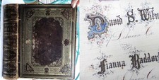 1868 antique BIBLE WITMER BADDORF lebanon pa orig FRAKTUR signd KENNING folk art picture