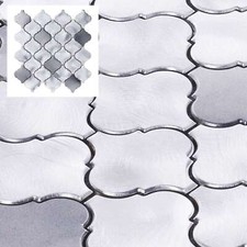 Gray Silver Aluminum Metallic Metal Arabesque Mosaic Tile Kitchen Backsplash picture