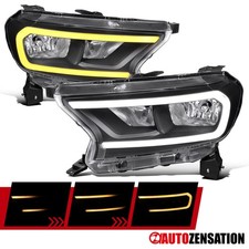 Fit 2019-23 Ford Ranger XL XLT Black Headlights Switchback LED Sequential Signal picture