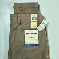 NEW Dockers Easy Khaki Pants 33x32 Tan Slim Fit Stretch All Motion Comfort picture