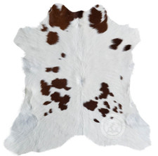 Real Calfskin Brown and Mostly White - Size 3-3.5 x 3-3.5' picture