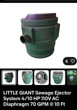 Little Giant Sewage Ejector System, Rated Power 4/10 HP, 110V, Max Flow 70 GPM picture