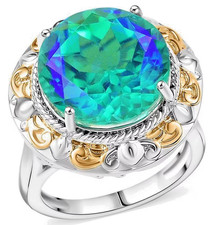 Peacock Quartz (Triplet) 11.65CTW Two-Tone Ring in 18K YG Plated&Platinum Bond 7 picture