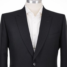 NEW $3,895 Gucci Black Sharkskin Wool/Mohair 2 Button F Front Men's Suit US 46L picture