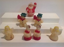7 Vintage Standard Oil Wayside Christmas Candles Santa Snowman Angel Choir Boy picture