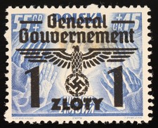 German Occupation Poland 1940 1 Zloty Mi 32 Scott N50 MH Generalgouvernement picture