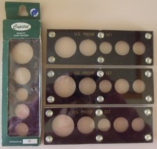Four (4) Capital Plastics U.S. 5-coin Proof Set Holders - 1c - 50c - 2x6 Black picture