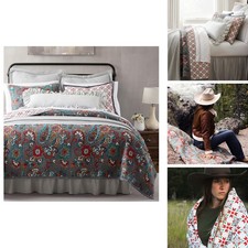 Paseo Road Abbie 2 Piece Twin, Teal Cotton Western Reversible Quilt Set picture