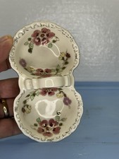 Zsolnay Hungary Hand Painted Porcelain Divided Bowl Floral Art Pottery Rare picture
