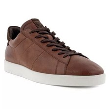 Size 11-11.5 Men's Ecco Street Lite Whisky/Coffee Lace Up Casual Brown Sneakers picture