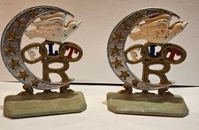 Great figural cast iron bookends, IOOF Odd Fellows Rebekah Friendship Love Truth picture