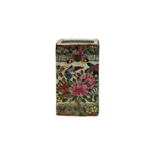 Vintage Chinese Square Floral Bird Figural Graphic Porcelain Holder GB842 picture