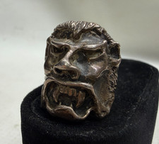 Vintage Handmade Sterling 925 Werewolf Ring High Detail One of a Kind Size 6 picture