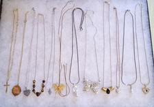 Vintage Necklace Pendant Lot 12 Mixed Chains Styles Marvella Avon NVC picture