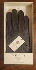 NWT/NIB DENTS Soft Sheep Leather Luxury Driving V. Dark Brown Gloves Mens M picture
